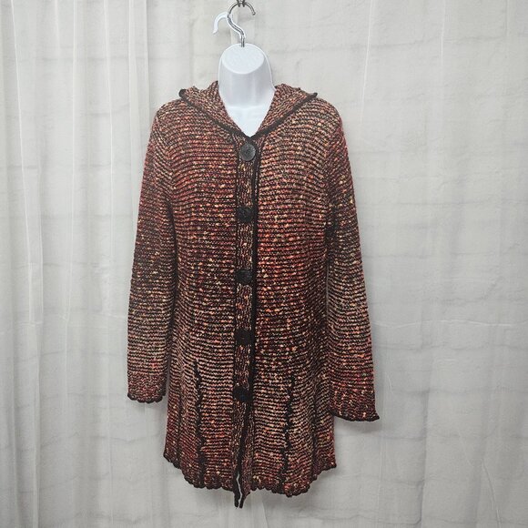 Vertigo Paris Red Marled Hooded Cardigan Retro Hippie Boho Knit XL - Picture 10 of 10